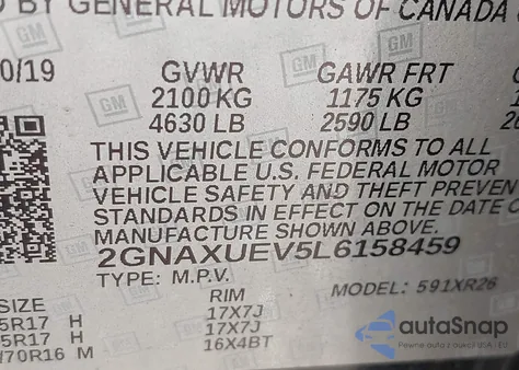 2020 Chevrolet Equinox Awd Lt 1.5L Turbo from USA, damaged, VIN 2GNAXUEV5L6158459